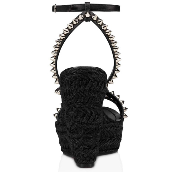 Christian Louboutin Mafaldina Zeppa 120 Black Platform Wedge Sandal Heel Pump 41 - Picture 9 of 11